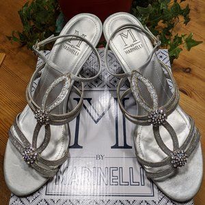 Marinelli Sliver Rhinestone Dress Sandals Sz 9-1/2